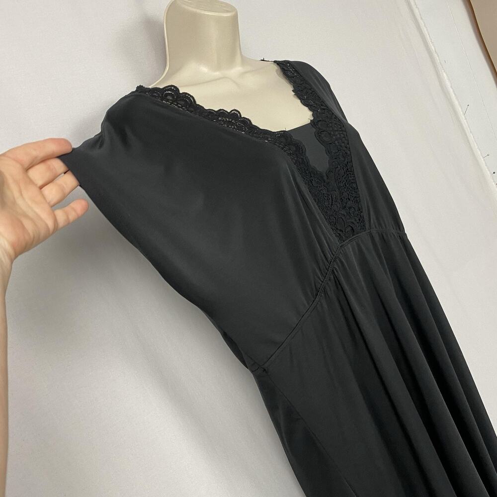 Soma Nightgown Womens Large Black Crochet Lace Short Sleeve Knit Chemise Lounge - Picture 4 of 9